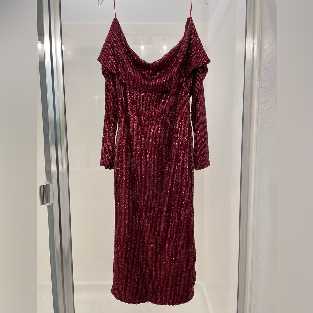 Never worn, Baltic Born off the shoulder red sequin dress